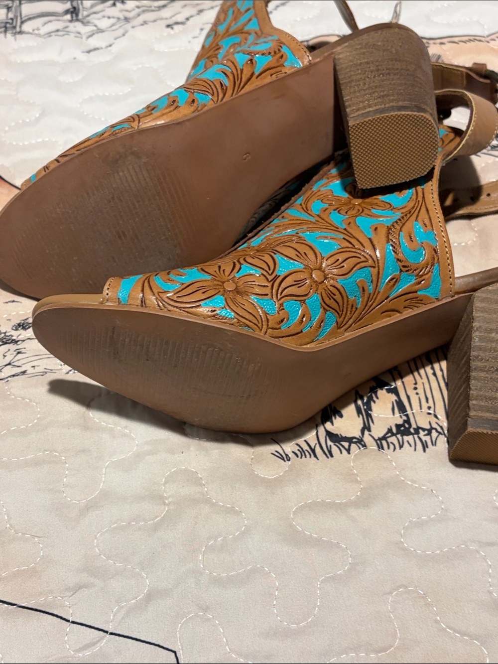 Myra Bag Darington Ranch Heels hand-tooled leather size 9 - Picture 10 of 10